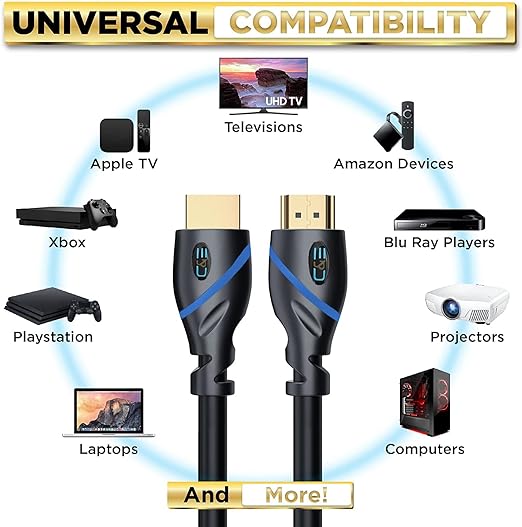 C&E CNE577364 (50 Feet/15.2 Meters) High Speed HDMI Cable Male to Male with Ethernet and Audio Return (Black) HDMI - Sabat Deals641489577364