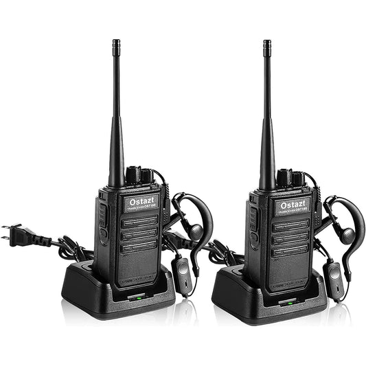 Ostazt Rechargeable Professional Two Way Walkie Talkies 16 Channel Handheld Radio Communication with Headphones, 2 Pack Walkie Talkies - Sabat Deals